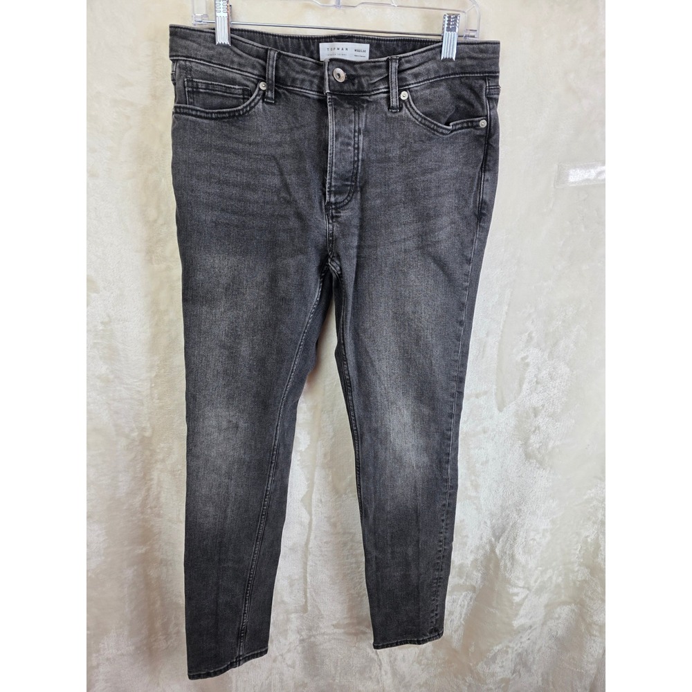 Topman‎ Stretch Skinny Jeans Washed Black Denim W32 L32 69A03TWBL
